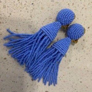 Oscar De La Renta Classic Short Tassel Drop Clip-On Earrings Ivory